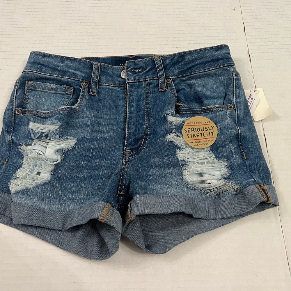 NWT Aeropostale High Waisted MIDI Denim Short size 4